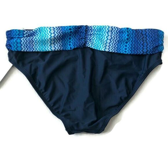 Into the Bleu by Amerex Womens Hipster Bikini Bottom Size 14 Blue Waist Swim - Picture 3 of 4